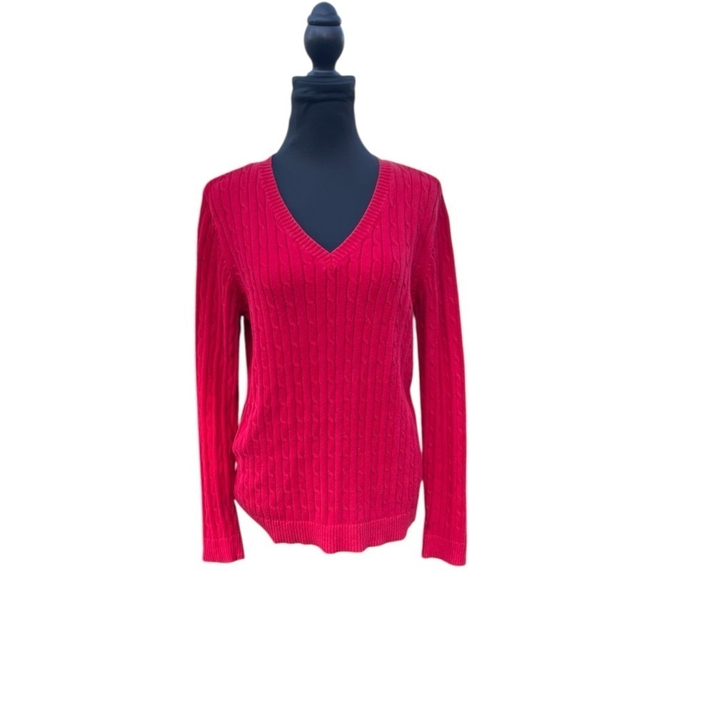 Vibrant Red V-Neck Women's Sweater by Croft  & Barrow Size Medium